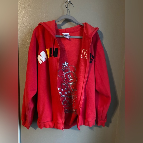Disney Parks Minnie Embroidered Zip Up Hoodie, Color Red, Size Medium. - Picture 12 of 12